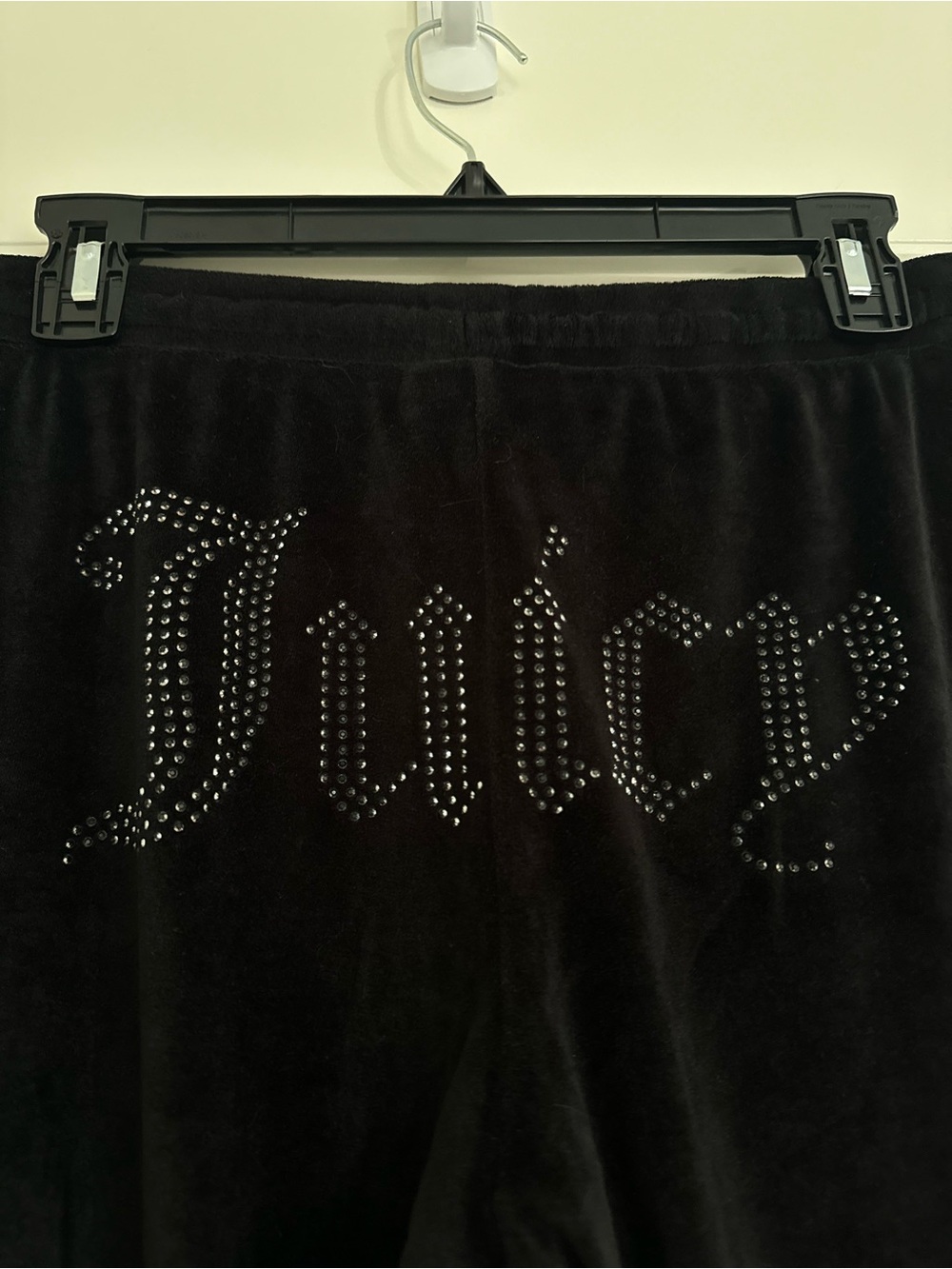 Juicy Couture Black Velour Joggers with rhinestone Logo